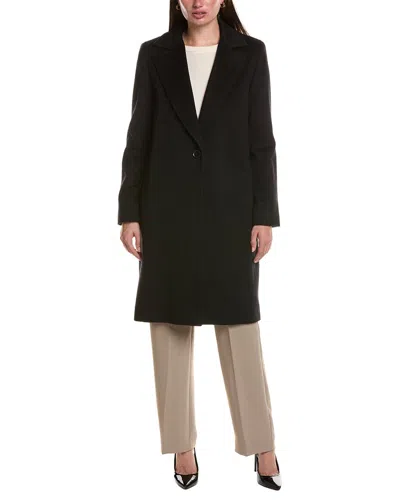 Sofia Cashmere Sofiacashmere Single-breasted Notched Lapel Wool & Cashmere-blend Coat In Black