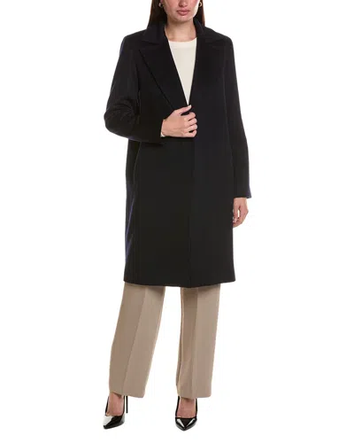 Sofia Cashmere Sofiacashmere Single-breasted Notched Lapel Wool & Cashmere-blend Coat In Navy
