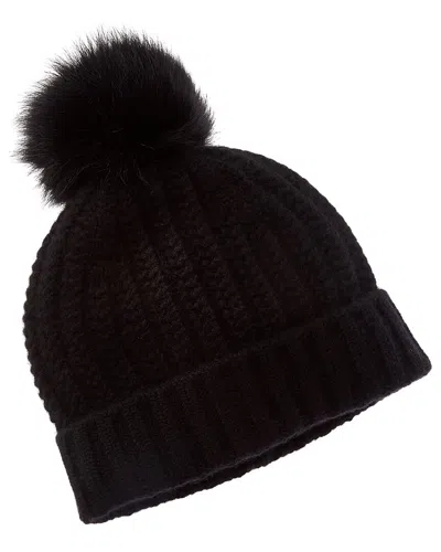 Sofia Cashmere Sofiacashmere Textured Cable Cashmere Hat In Black