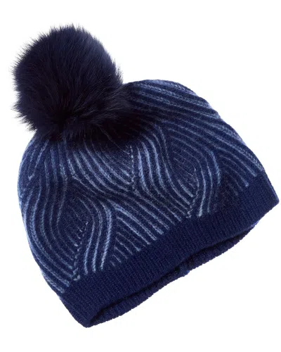 Sofia Cashmere Sofiacashmere Traveling Rib Knit Cashmere Hat In Blue