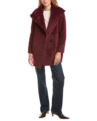 Sofia Cashmere Sofiacashmere Wool & Alpaca-blend Coat In Burgundy
