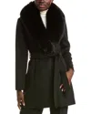 Sofia Cashmere Sofiacashmere Wool-blend Wrap Coat In Black
