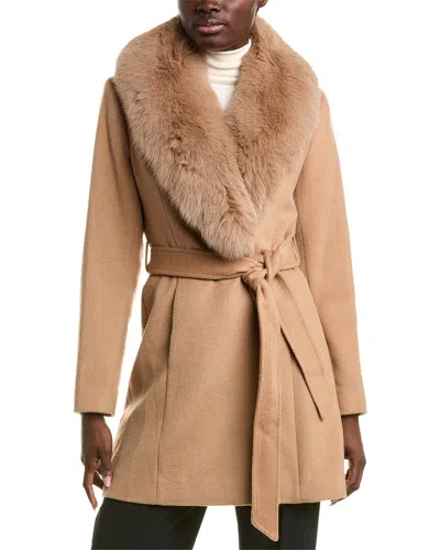 Sofia Cashmere Sofiacashmere Wool-blend Wrap Coat In Brown