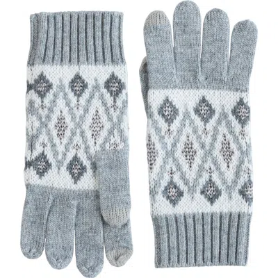 Sofia Cashmere Tech Fair Isle Gloves In Grey