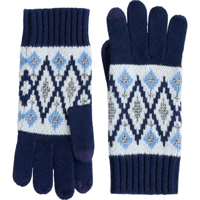 Sofia Cashmere Tech Fair Isle Gloves In Navy