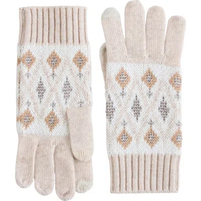 Sofia Cashmere Tech Fair Isle Gloves In Oatmeal