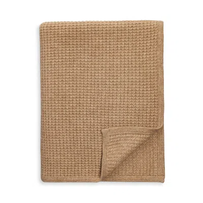 Sofia Cashmere Cashmere Thermal Knit Throw In Medium Beige
