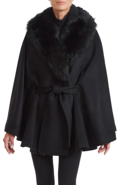 Sofia Cashmere Toscana Belted Wool & Cashmere Coat With Genuine Shearling Collar