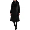 Sofia Cashmere Toscana Genuine Dyed Lamb Shearling Collar Wool Blend Coat In Black