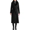 Sofia Cashmere Toscana Genuine Shearling Collar Wool Blend Coat In Black
