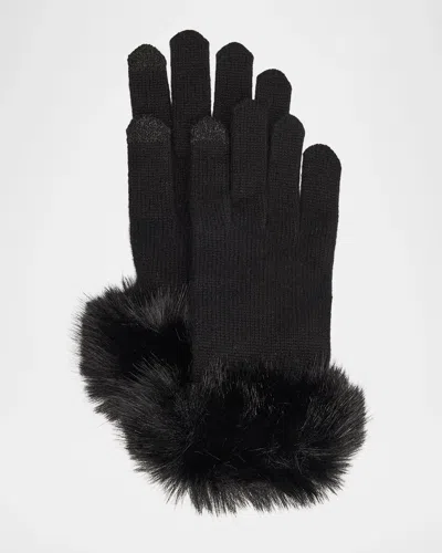 Sofia Cashmere Touchscreen Cashmere & Faux Fur Gloves In 010chr