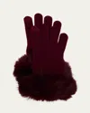 Sofia Cashmere Touchscreen Cashmere & Faux Fur Gloves In Black