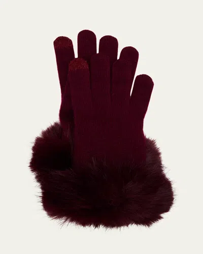 Sofia Cashmere Touchscreen Cashmere & Faux Fur Gloves In Black