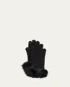 Sofia Cashmere Touchscreen Cashmere & Faux Fur Gloves In Black