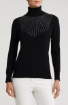 Sofia Cashmere Turtleneck Starburst Cashmere Sweater In Black