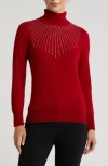 Sofia Cashmere Turtleneck Starburst Cashmere Sweater In Dark Red