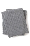 Sofia Cashmere Veneto Cable Knit Cashmere Throw Blanket In Gray
