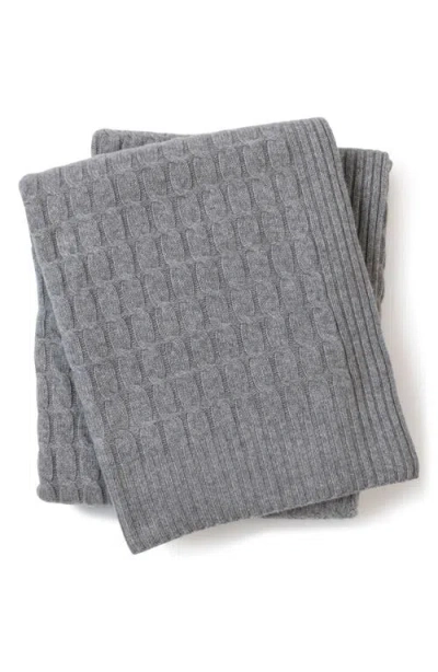 Sofia Cashmere Veneto Cable Knit Cashmere Throw Blanket In Gray
