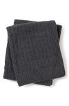 Sofia Cashmere Veneto Cable Knit Cashmere Throw Blanket In Gray