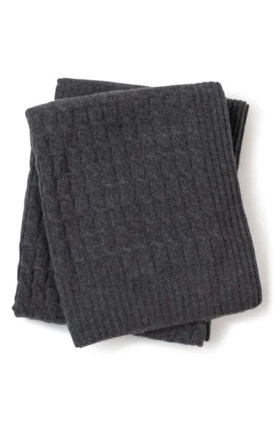 Sofia Cashmere Veneto Cable Knit Cashmere Throw Blanket In Gray