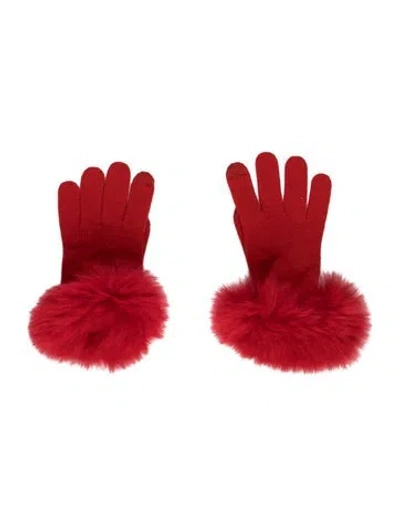Pre-owned Sofia Cashmere Winter Knit Gloves In Red