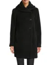 Sofia Cashmere Women's Alpaca & Wool Boucle Cocoon Coat In Black