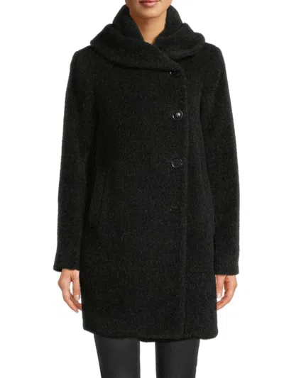 Sofia Cashmere Women's Alpaca & Wool Boucle Cocoon Coat In Black