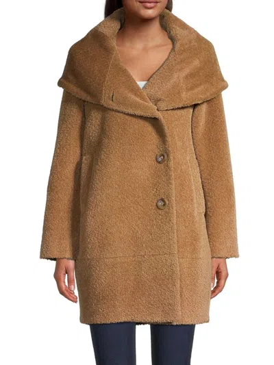 Sofia Cashmere Women's Alpaca & Wool Boucle Cocoon Coat In Brown