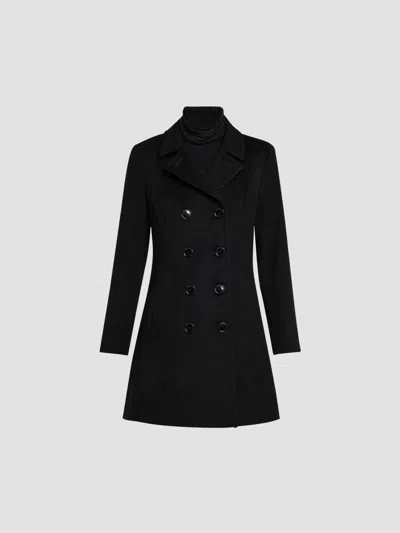 Sofia Cashmere Women's Cashmere Double-breasted Peacoat In Black