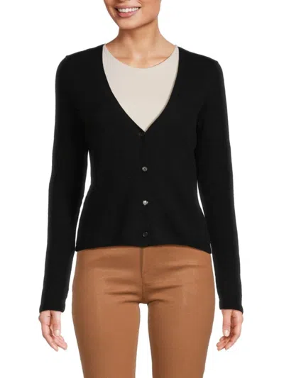 Sofia Cashmere Women's Cashmere Solid Cardigan In Black