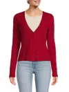 Sofia Cashmere Women's Cashmere Solid Cardigan In Red