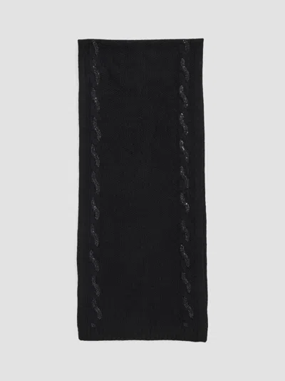 Sofia Cashmere Women's Crystal-embellished Cable-knit Cashmere Scarf In Black