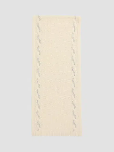 Sofia Cashmere Women's Crystal-embellished Cable-knit Cashmere Scarf In Ivory