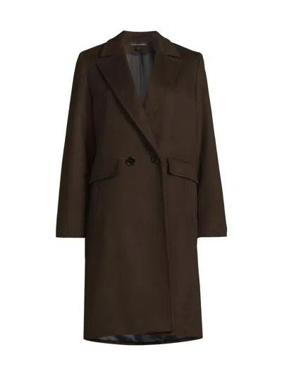 Sofia Cashmere Women's Double Breasted Wool-cashmere Coat In Brown