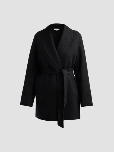 Sofia Cashmere Women's Double Face Wool-cashmere-blend Belted Wrap Coat In Black