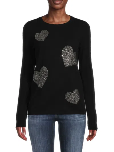 Sofia Cashmere Women's Embellished Cashmere Sweater In Black