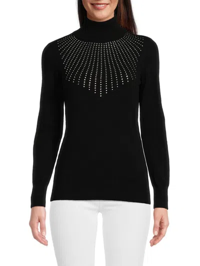Sofia Cashmere Women's Embellished Cashmere Sweater In Black