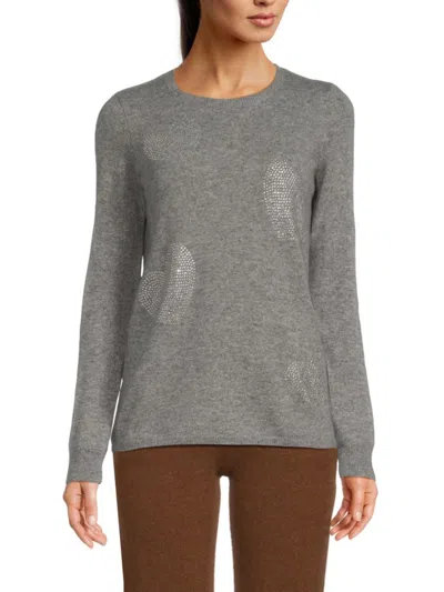 Sofia Cashmere Women's Embellished Cashmere Sweater In Grey