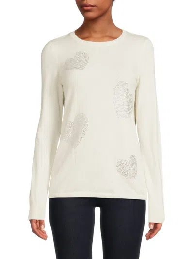 Sofia Cashmere Women's Embellished Cashmere Sweater In White