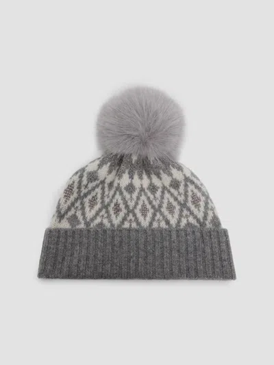 Sofia Cashmere Women's Fair Isle-style Cashmere Beanie In Gray