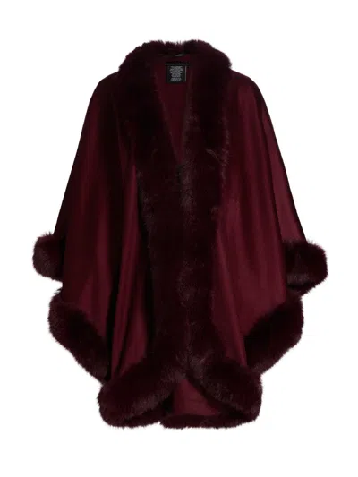 Sofia Cashmere Women's Faux Fur & Cashmere U-cape In Burgundy