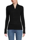 Sofia Cashmere Women's Faux Wrap Cashmere Sweater In Black