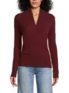 Sofia Cashmere Cashmere Faux Wrap Sweater In Bordeaux