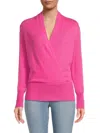 Sofia Cashmere Women's Faux Wrap Cashmere Sweater In Bright Pink
