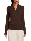Sofia Cashmere Women's Faux Wrap Cashmere Sweater In Brown