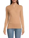 Sofia Cashmere Women's Faux Wrap Cashmere Sweater In Camel