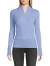 Sofia Cashmere Women's Faux Wrap Cashmere Sweater In Denim