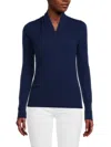 Sofia Cashmere Women's Faux Wrap Cashmere Sweater In Navy