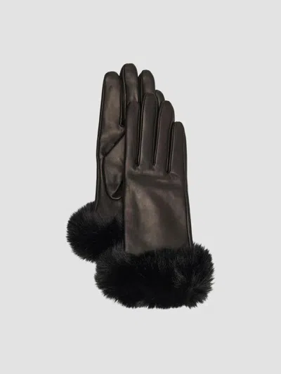 Sofia Cashmere Women's Faux-fur Leather Gloves In Black