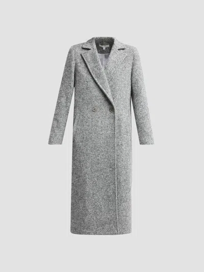 Sofia Cashmere Women's Herringbone Double-breasted Long Coat In Gray